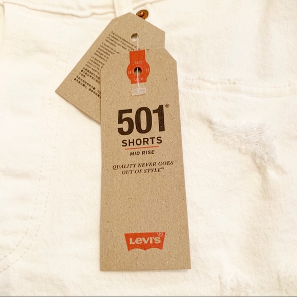 Levi's 501 White Distressed Denim Shorts 31 NWT - Picture 7 of 11